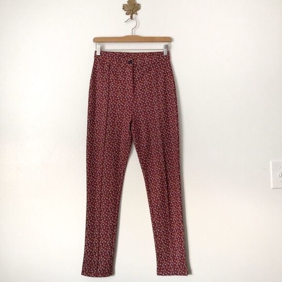 Free People Printed High Rise brown pants NWOT - Picture 1 of 6